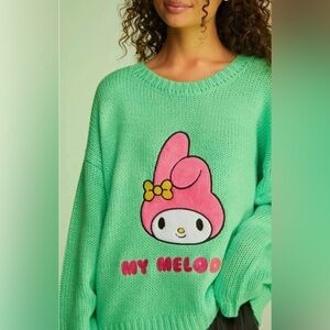 Forever 21 x Hello Kitty &  Friends “My Melody” Knit Green Sweater size Small